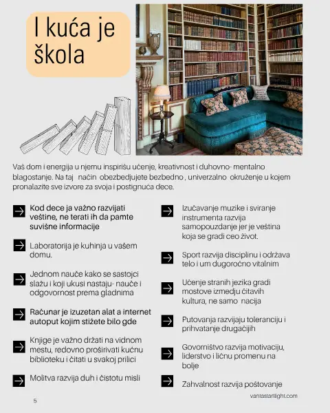 Konstatuje kako je i kuća škola (tekst je na slici)
